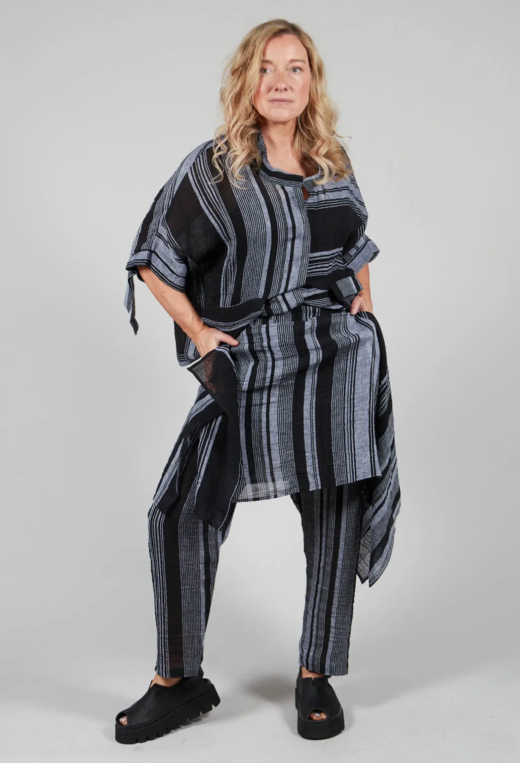 Stripe Trousers in Black and Grey