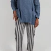 Stripe Trousers in Light Grey