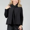 Striped Back Tie Cotton Blend Vest in Black