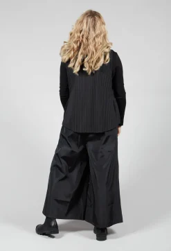 Striped Back Tie Cotton Blend Vest in Black