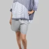 Striped Batwing Jumper in Grey and White