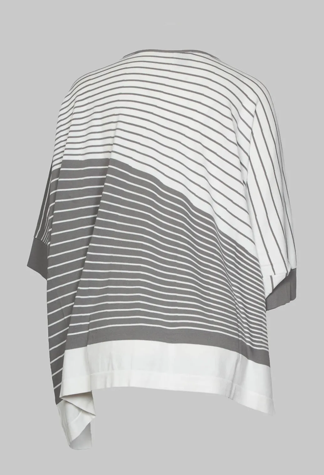 Striped Batwing Jumper in Grey and White