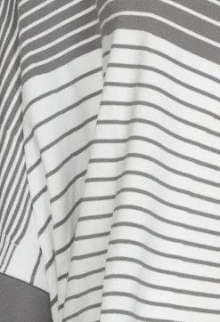 Striped Batwing Jumper in Grey and White