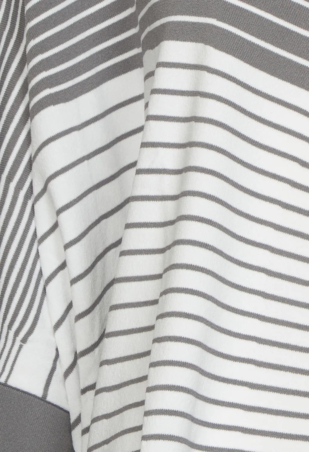 Striped Batwing Jumper in Grey and White