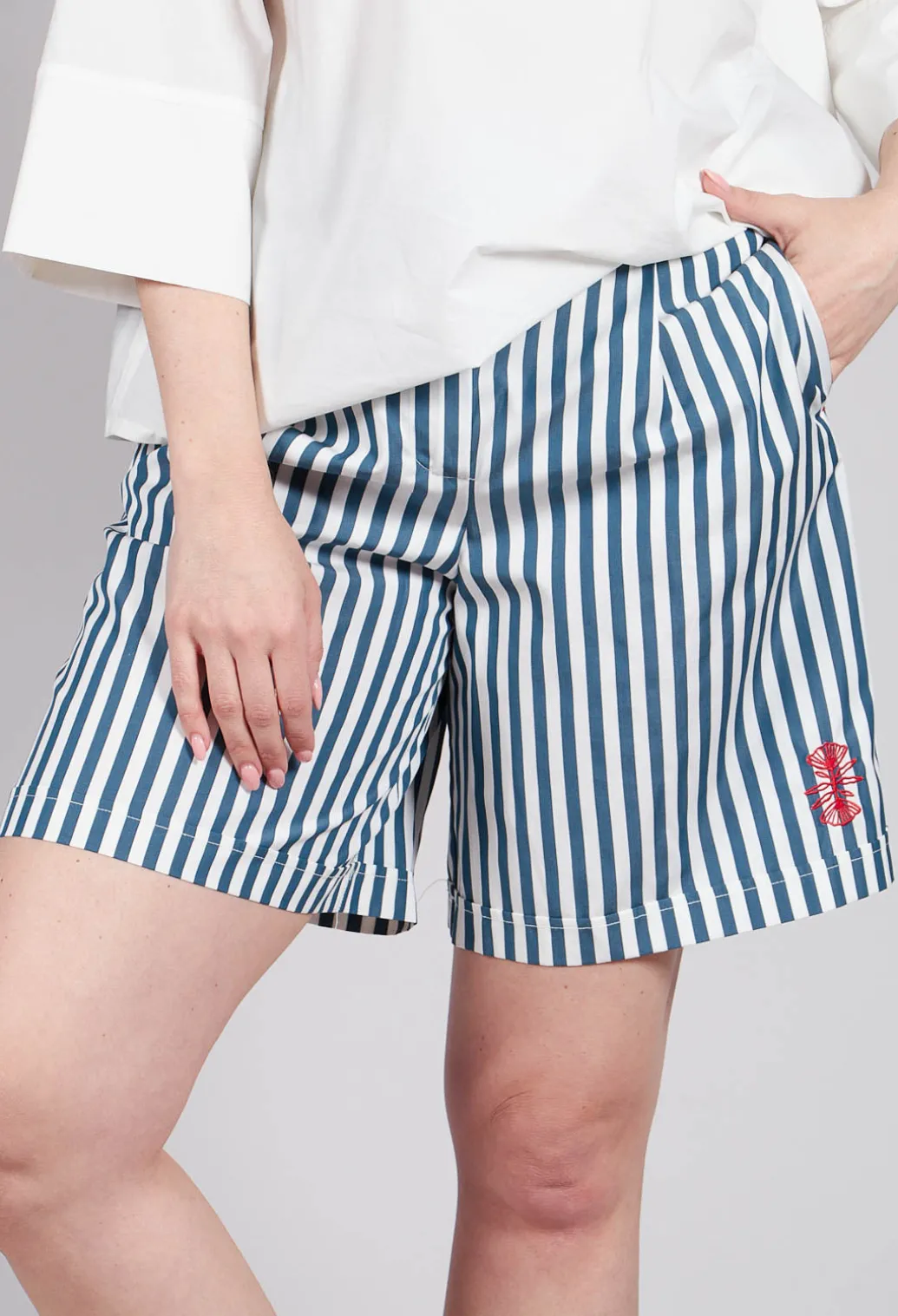 Striped Bermuda Shorts in Poseidon Green