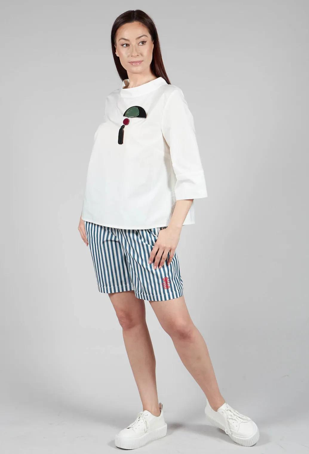 Striped Bermuda Shorts in Poseidon Green
