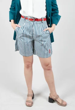 Striped Bermuda Shorts in Poseidon Green