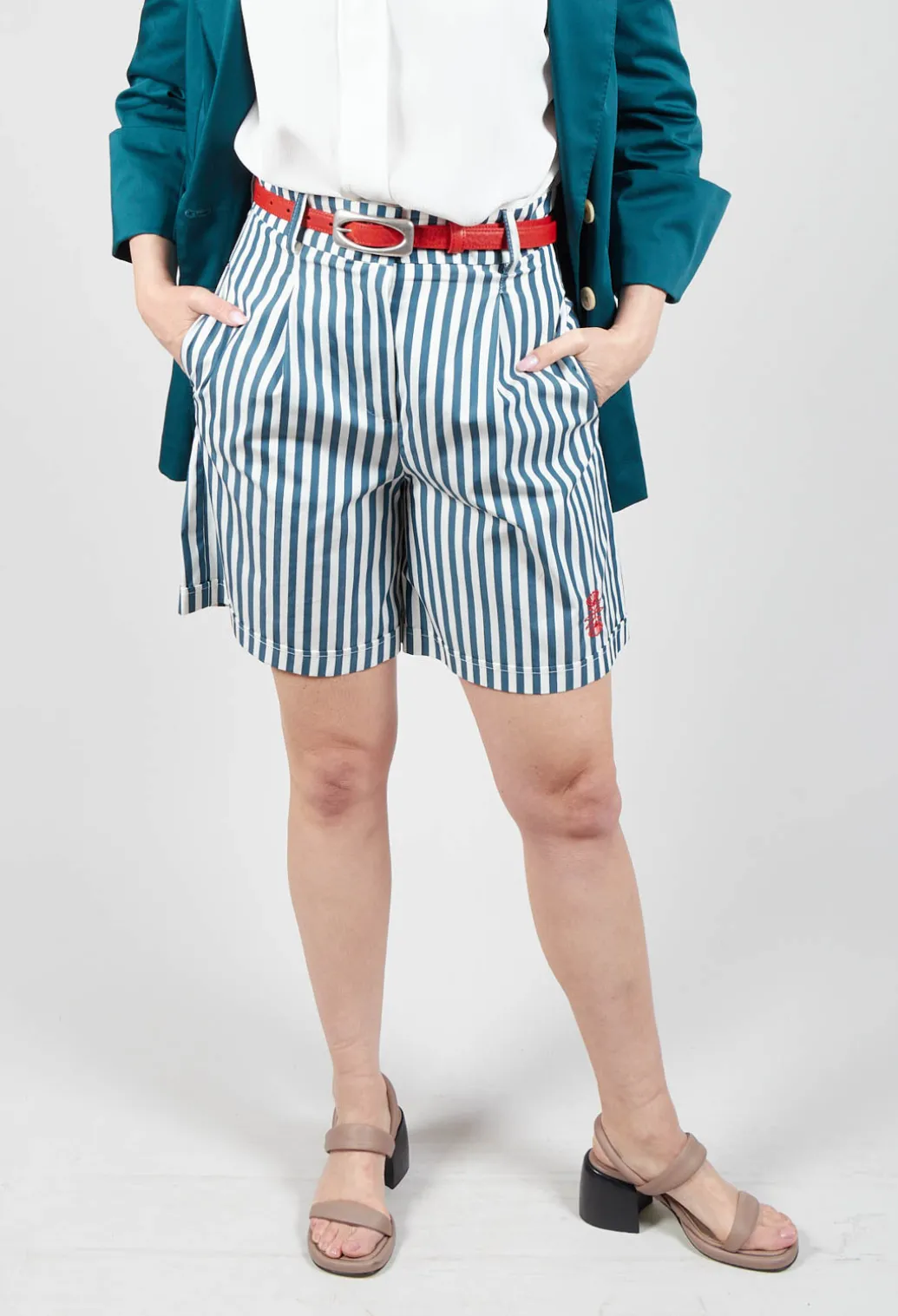 Striped Bermuda Shorts in Poseidon Green