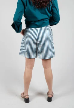 Striped Bermuda Shorts in Poseidon Green