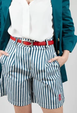 Striped Bermuda Shorts in Poseidon Green