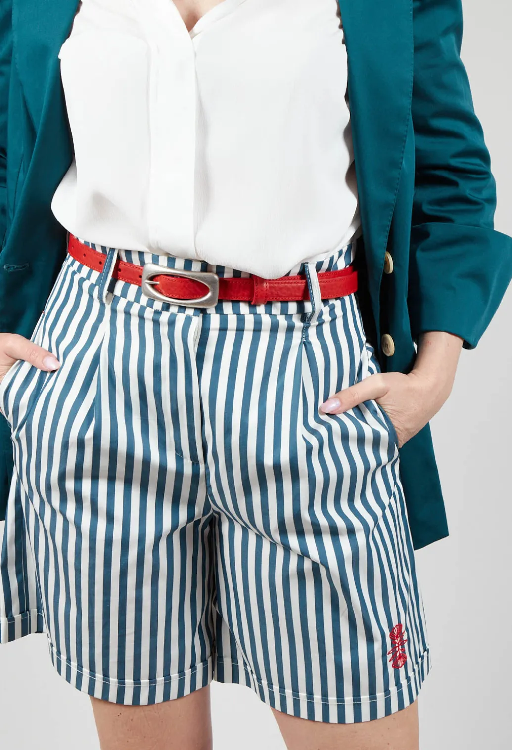 Striped Bermuda Shorts in Poseidon Green