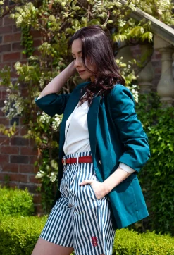 Striped Bermuda Shorts in Poseidon Green