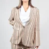 Striped Blazer with Single Button Fastening