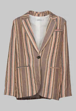 Striped Blazer with Single Button Fastening