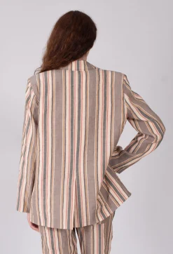 Striped Blazer with Single Button Fastening