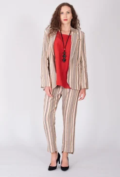 Striped Blazer with Single Button Fastening