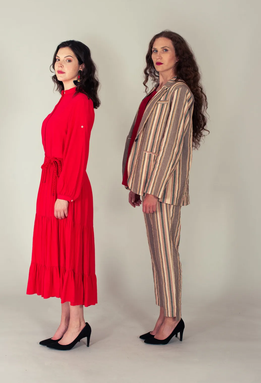 Striped Blazer with Single Button Fastening
