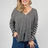 Striped Cardigan in Navy