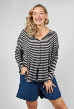 Striped Cardigan in Navy
