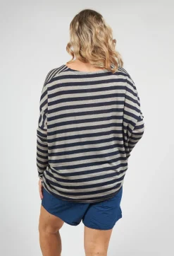Striped Cardigan in Navy