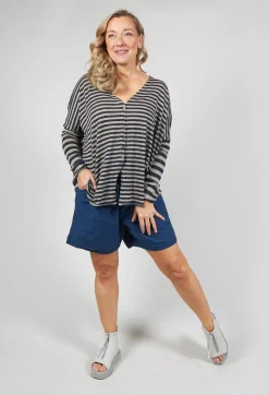 Striped Cardigan in Navy