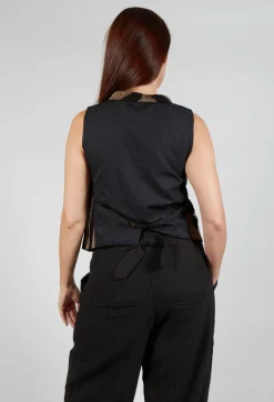 Striped Corduroy Waistcoat in Black and Brown