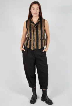 Striped Corduroy Waistcoat in Black and Brown