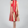 Striped Cotton Dress in Line Print