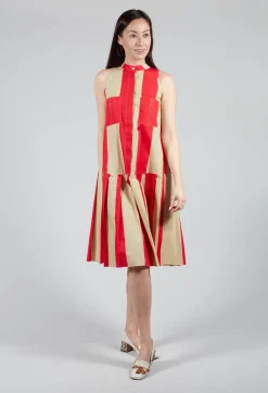 Striped Cotton Dress in Line Print