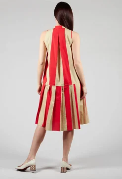 Striped Cotton Dress in Line Print