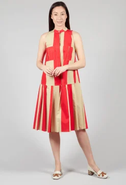 Striped Cotton Dress in Line Print