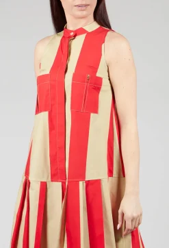Striped Cotton Dress in Line Print