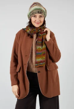 Striped Cotton Scarf in Olive