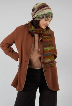 Striped Cotton Scarf in Olive