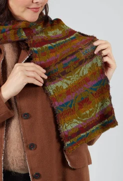 Striped Cotton Scarf in Olive