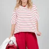 Striped Cotton Top in Rosso