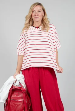 Striped Cotton Top in Rosso