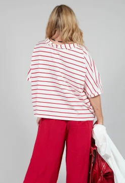 Striped Cotton Top in Rosso