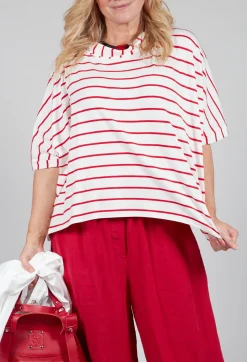 Striped Cotton Top in Rosso