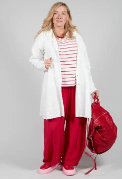 Striped Cotton Top in Rosso