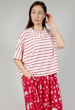 Striped Cotton Top in Rosso