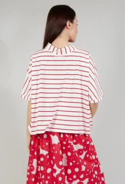 Striped Cotton Top in Rosso