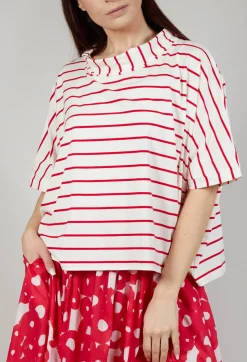Striped Cotton Top in Rosso
