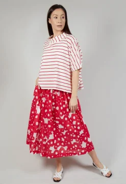 Striped Cotton Top in Rosso
