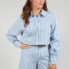 Striped Cropped Shirt in Hokusai Blue