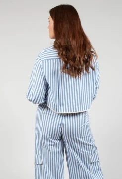 Striped Cropped Shirt in Hokusai Blue