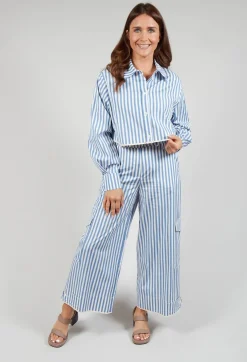 Striped Cropped Shirt in Hokusai Blue