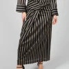 Striped Cross Over Pencil Skirt in Singapura Nero