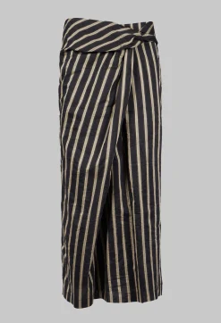 Striped Cross Over Pencil Skirt in Singapura Nero
