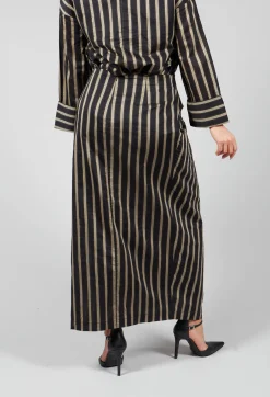 Striped Cross Over Pencil Skirt in Singapura Nero